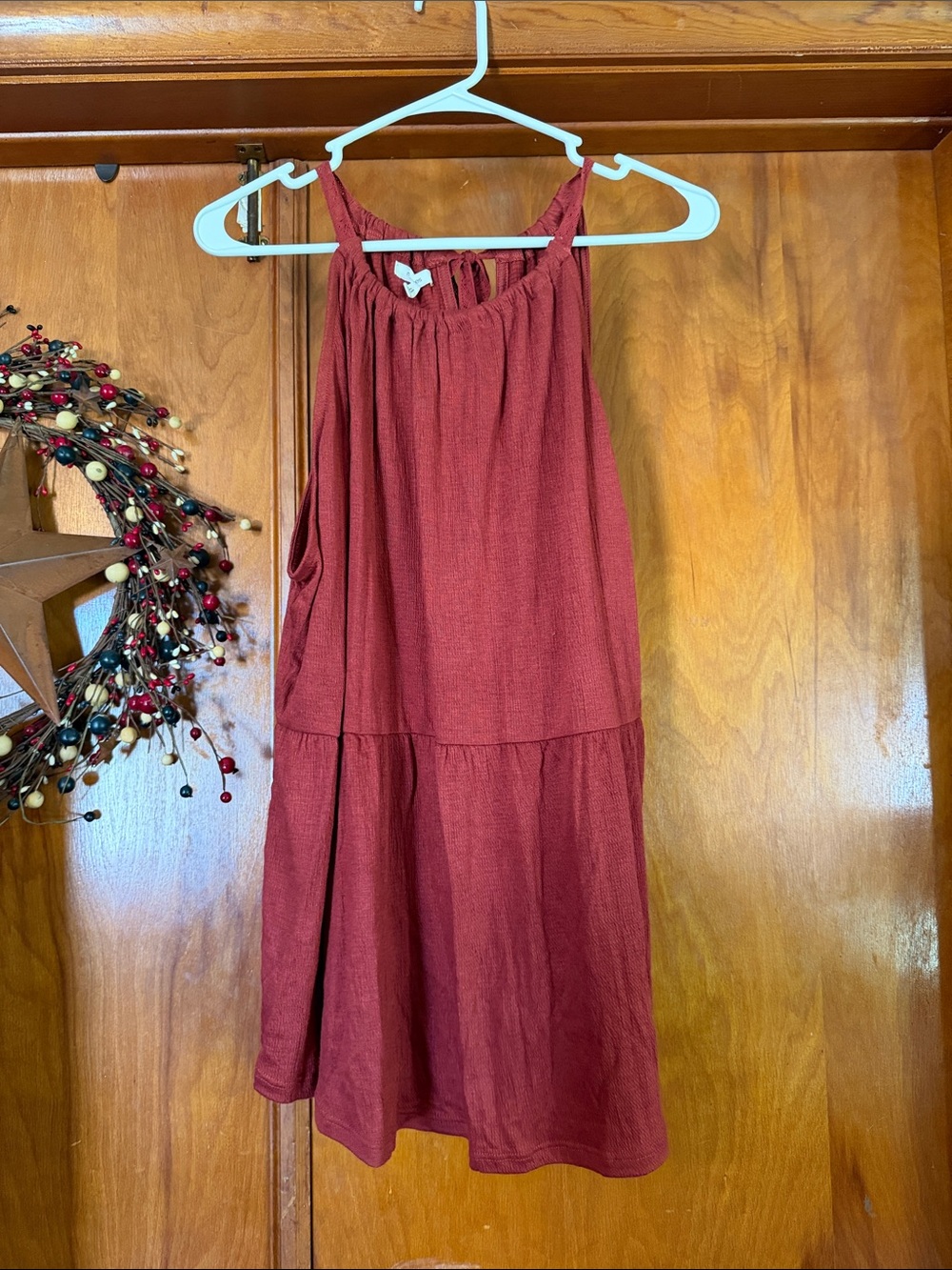 Sleeveless Rust Red Halter tank top